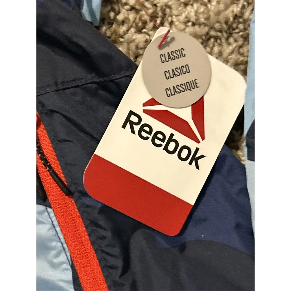 Reebok Boys Navy Blocker Full Zip Rain Coat Jacket w Pockets XL (14-16) NWT